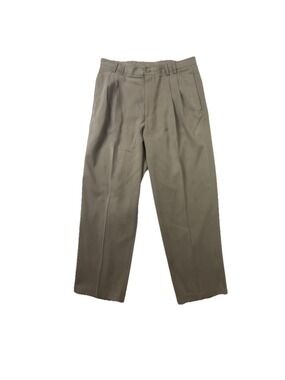 Caribbean Pants Mens 36x30 Beige 100% Silk High Rise Relax Fit Pleated Front